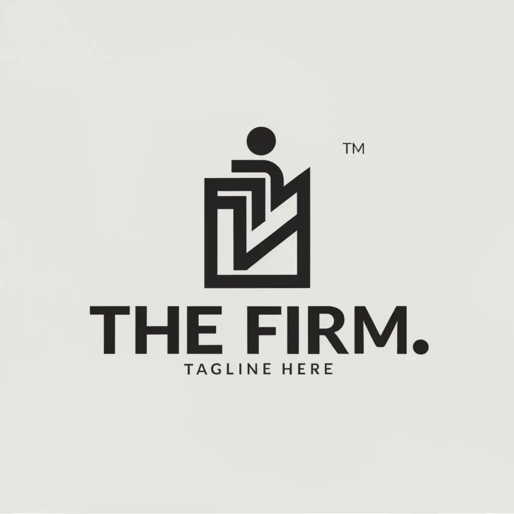 a logo design,with the text "The Firm.", main symbol:a business man,Minimalistic,be used in Legal industry,clear background