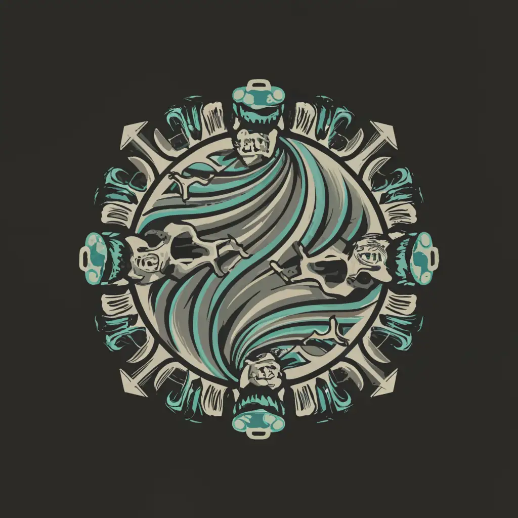 LOGO-Design-For-June-Gloom-Cyclonic-Chaos-in-Cyan-and-Silver-with-Skull-Accents