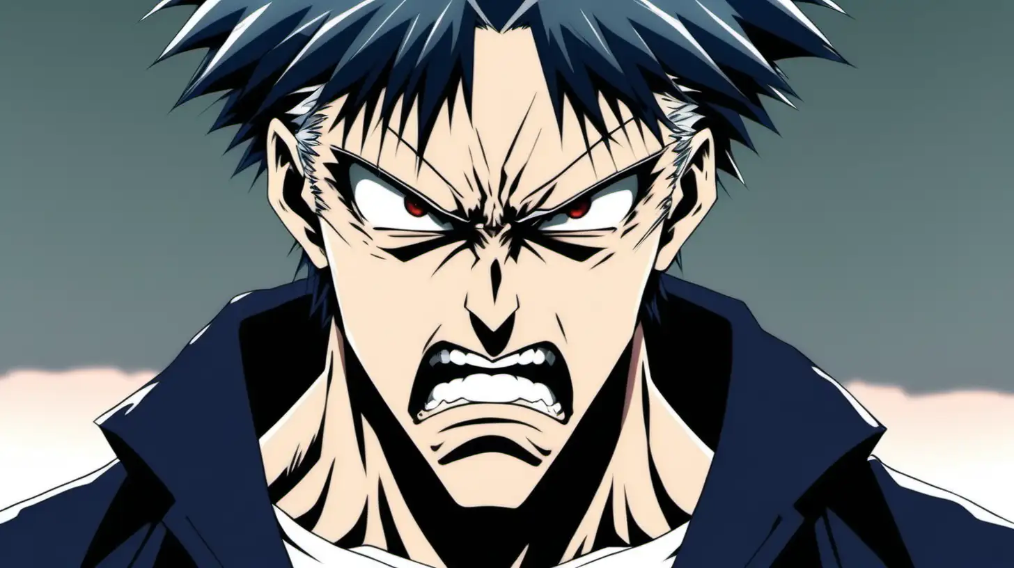 Furious AnimeStyled Man Expressing Anger