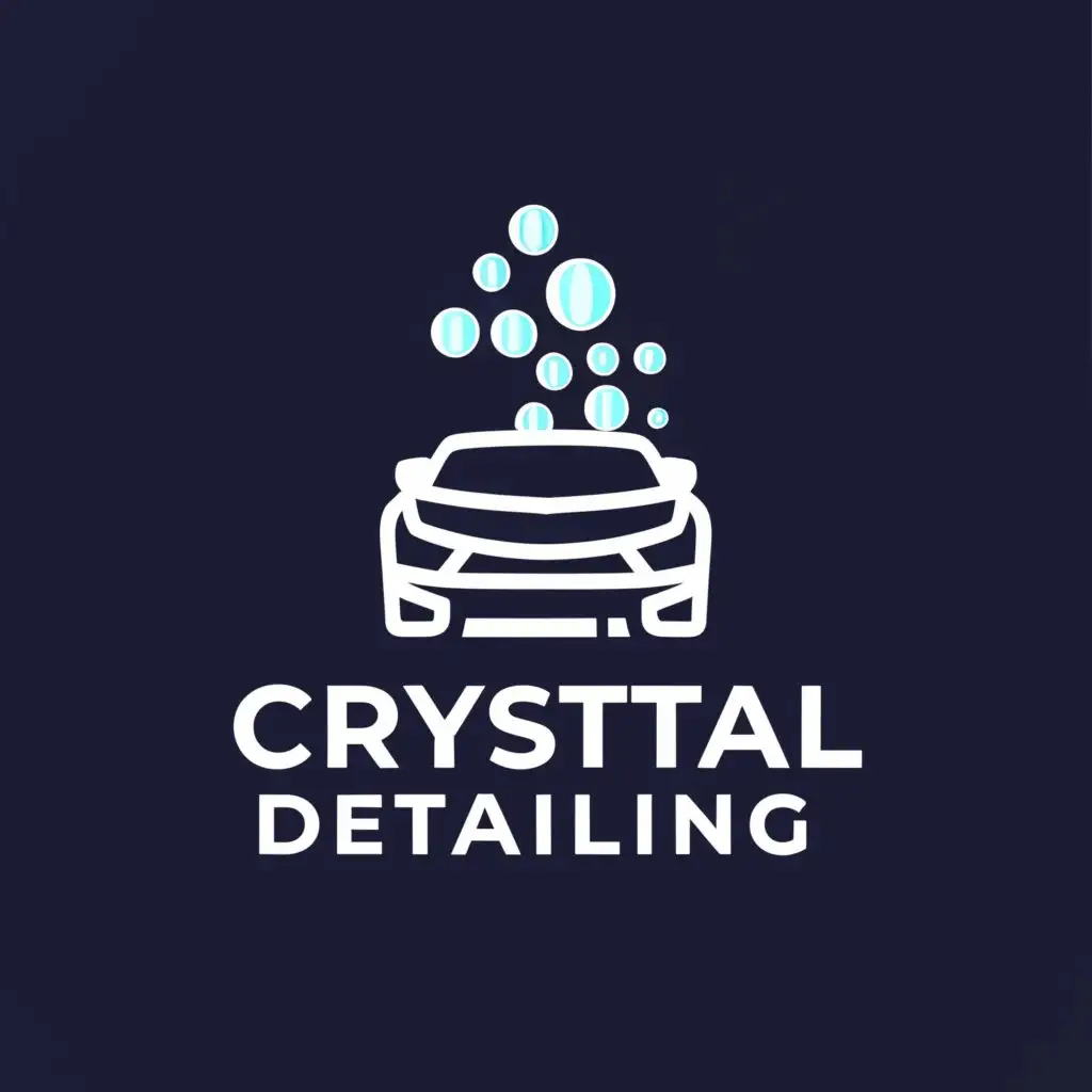 a logo design,with the text "Crystal detailing", main symbol:Car/Buuble/wash,Moderate,be used in Automotive industry,clear background