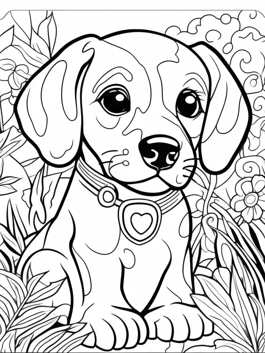 Adorable Dog Coloring Page for Toddlers Paint by Numbers Fun on a Clean White Background