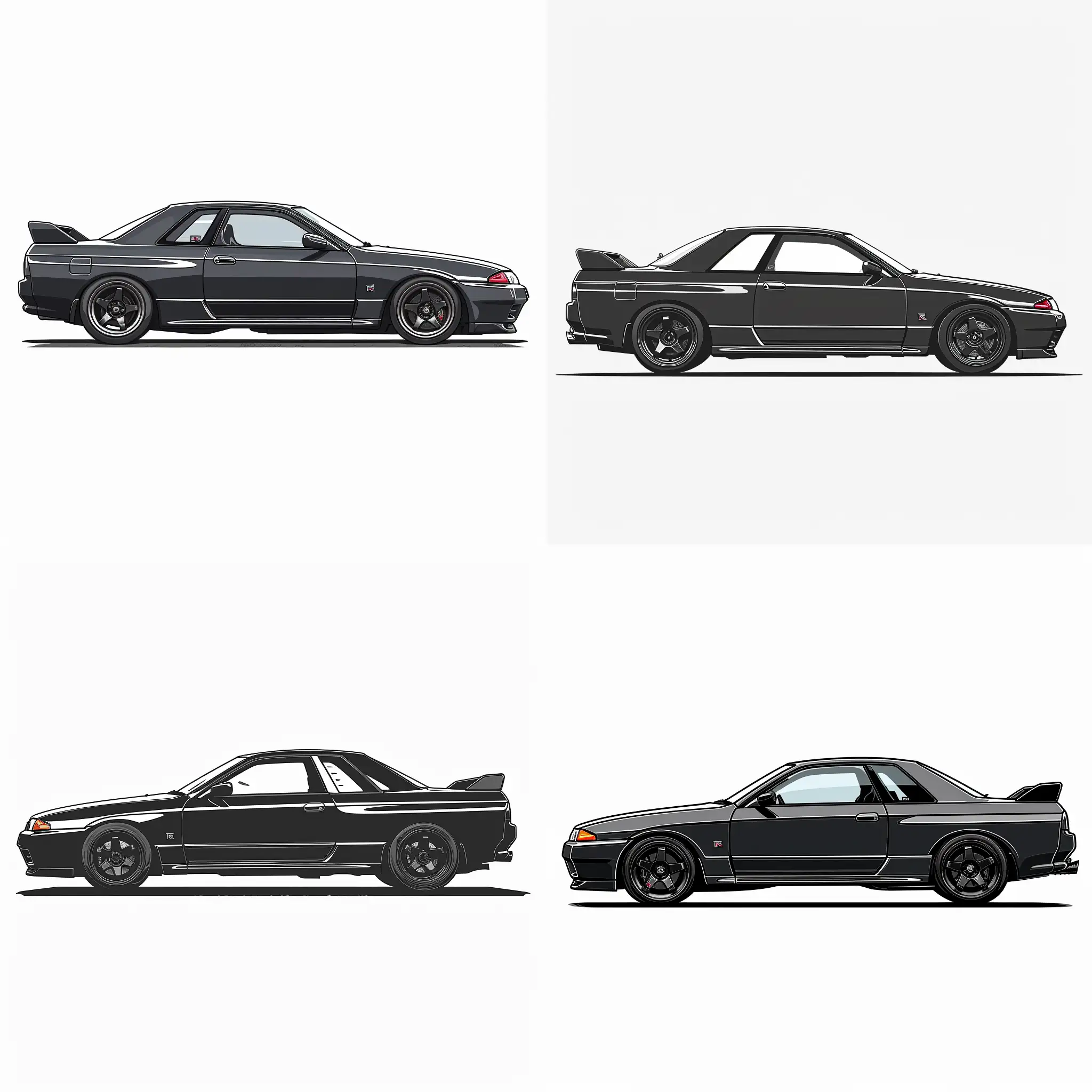 Sleek-Charcoal-Nissan-Skyline-GTR-R32-Illustration-on-White-Background