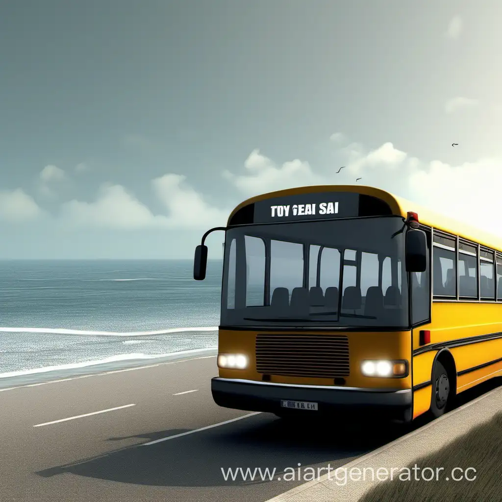 реалистичный автобус у моря