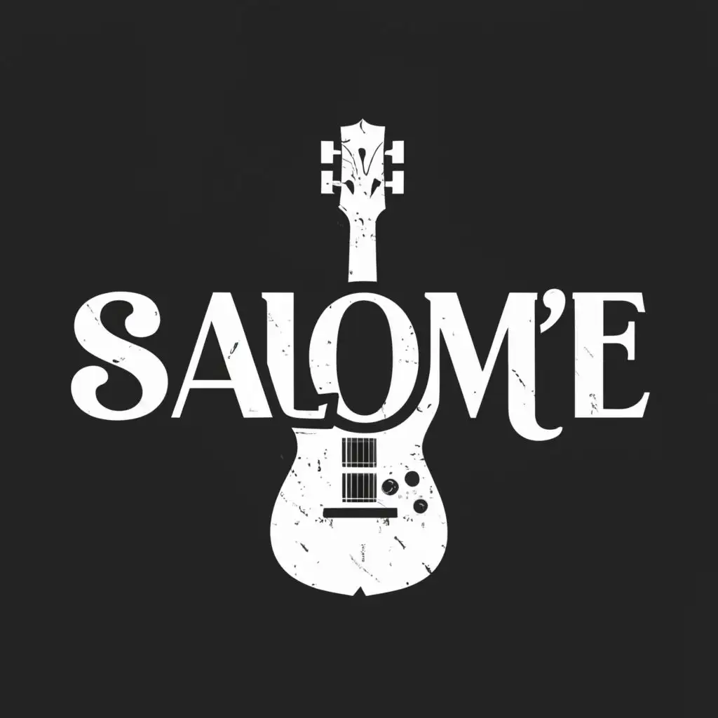 a logo design,with the text "Salomé", main symbol:rock guitar "guns n' roses" font: "corvinus skyline",Minimalistic,clear background