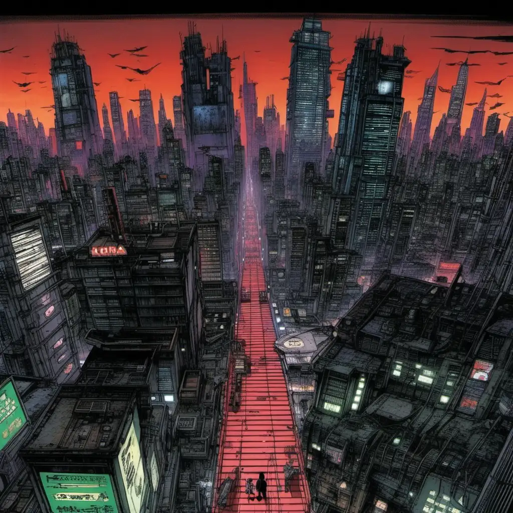 Akira and Neo Navigate Cyberpunk Gotham City