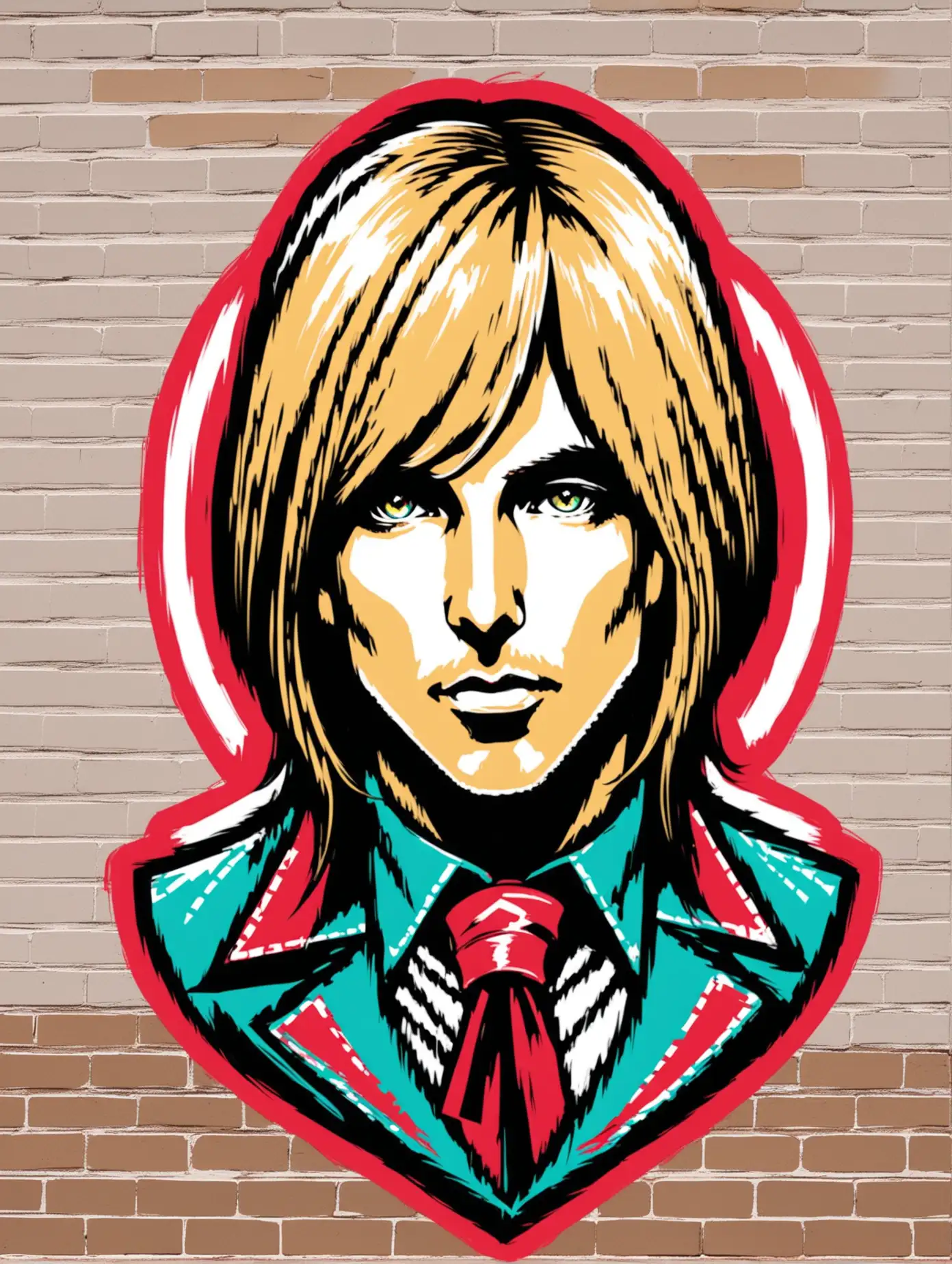 Tom Petty - bust and head only -  illustrated in a street art style