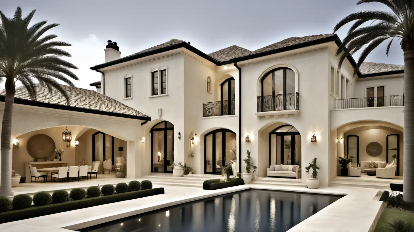 Luxurious Modern Mediterranean Rendered Home with Limestone and Limed Oak Accents