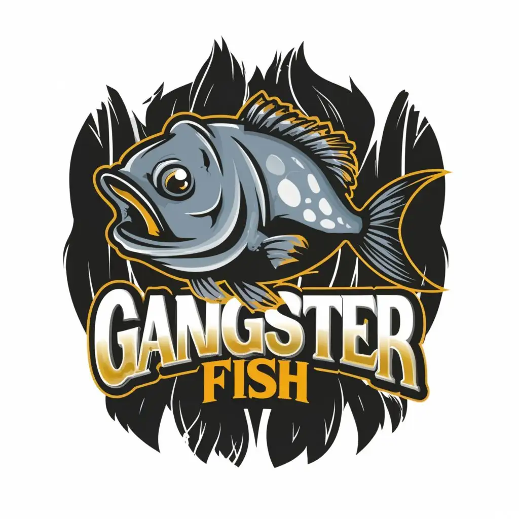 logo, gangster fish, with the text "gangster fish", typography