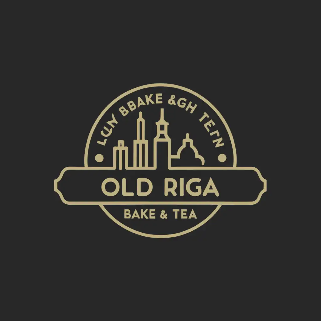 LOGO-Design-For-Old-Riga-Bake-Tea-Minimalistic-Skyline-Silhouette-for-Restaurant-Industry