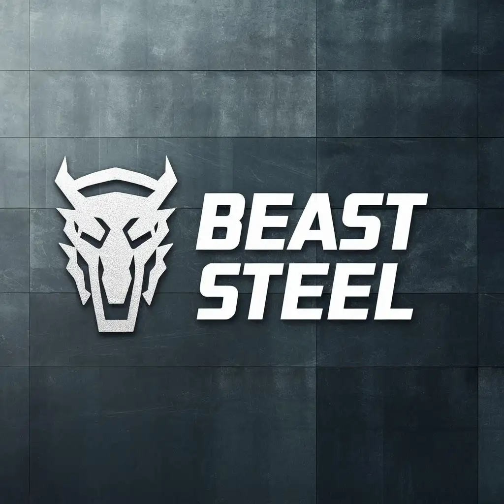 logo, Portal Steel Frame with Beast head, with the text "Beast Steel", typography, be used in Construction industry
