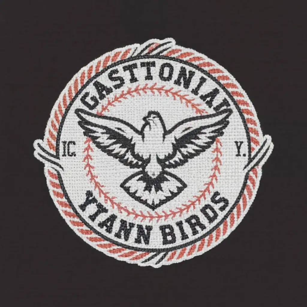 LOGO-Design-For-Gastonia-Yarn-Birds-Majestic-Hawk-Stitching-in-Baseball-Theme