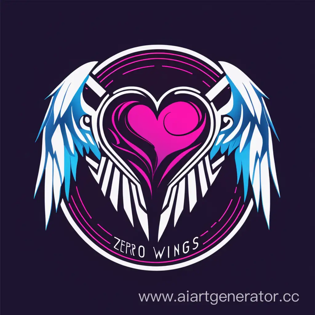 zero wings logo circle cyberpank heart