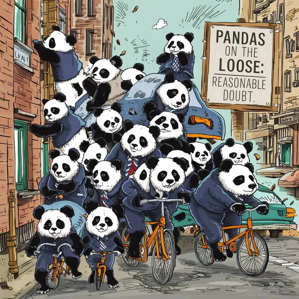 Playful Pandas Roaming Freely in a Forest Landscape