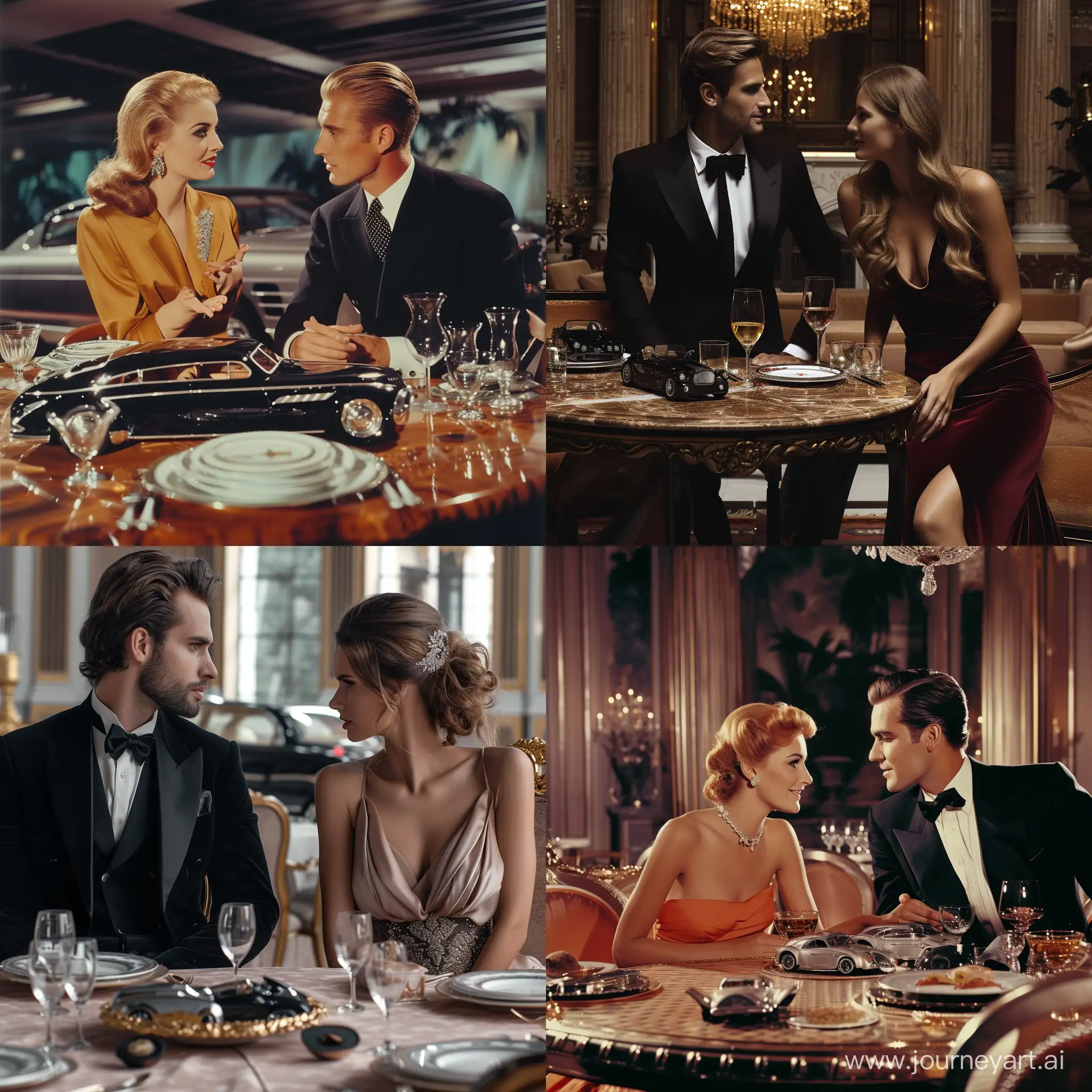Affluent-Couple-Discussing-V6-Cars-at-Opulent-Table