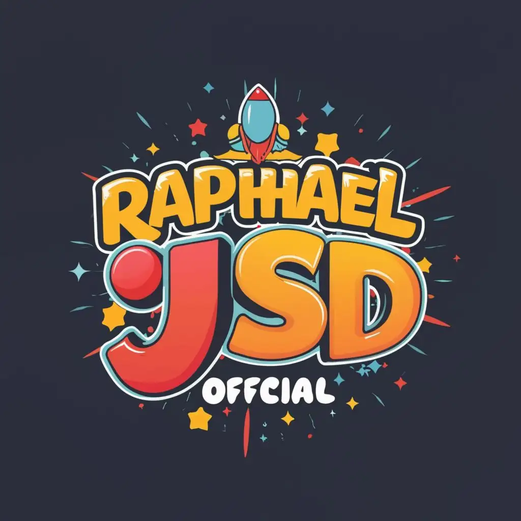 logo, TOYS, with the text "RAPHAEL JSD OFFICIAL", typography, be used in Entertainment industry