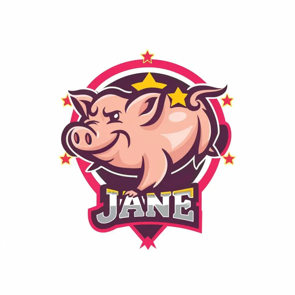 logo, Pig phon star, with the text "Jane", typography, be used in Sports Fitness industry