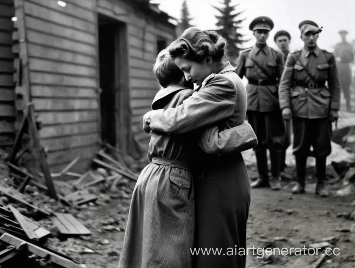 Reunion-of-a-Soviet-Mother-and-Son-Embrace-Amidst-World-War-II