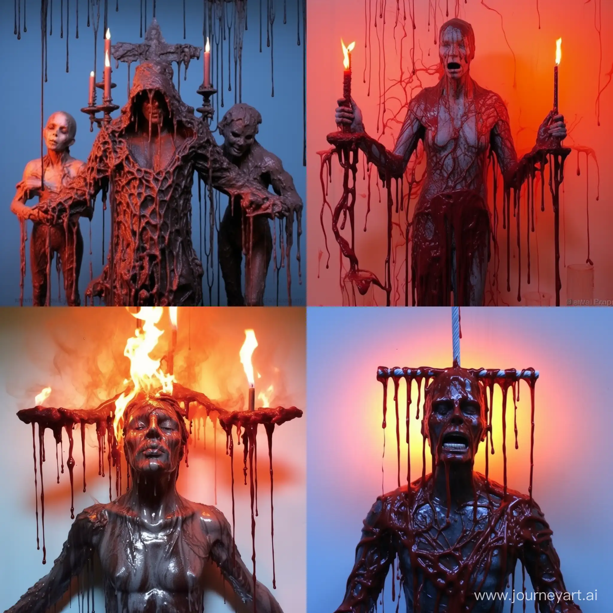 Sculpted-Wax-Figures-in-Dramatic-Fiery-Display