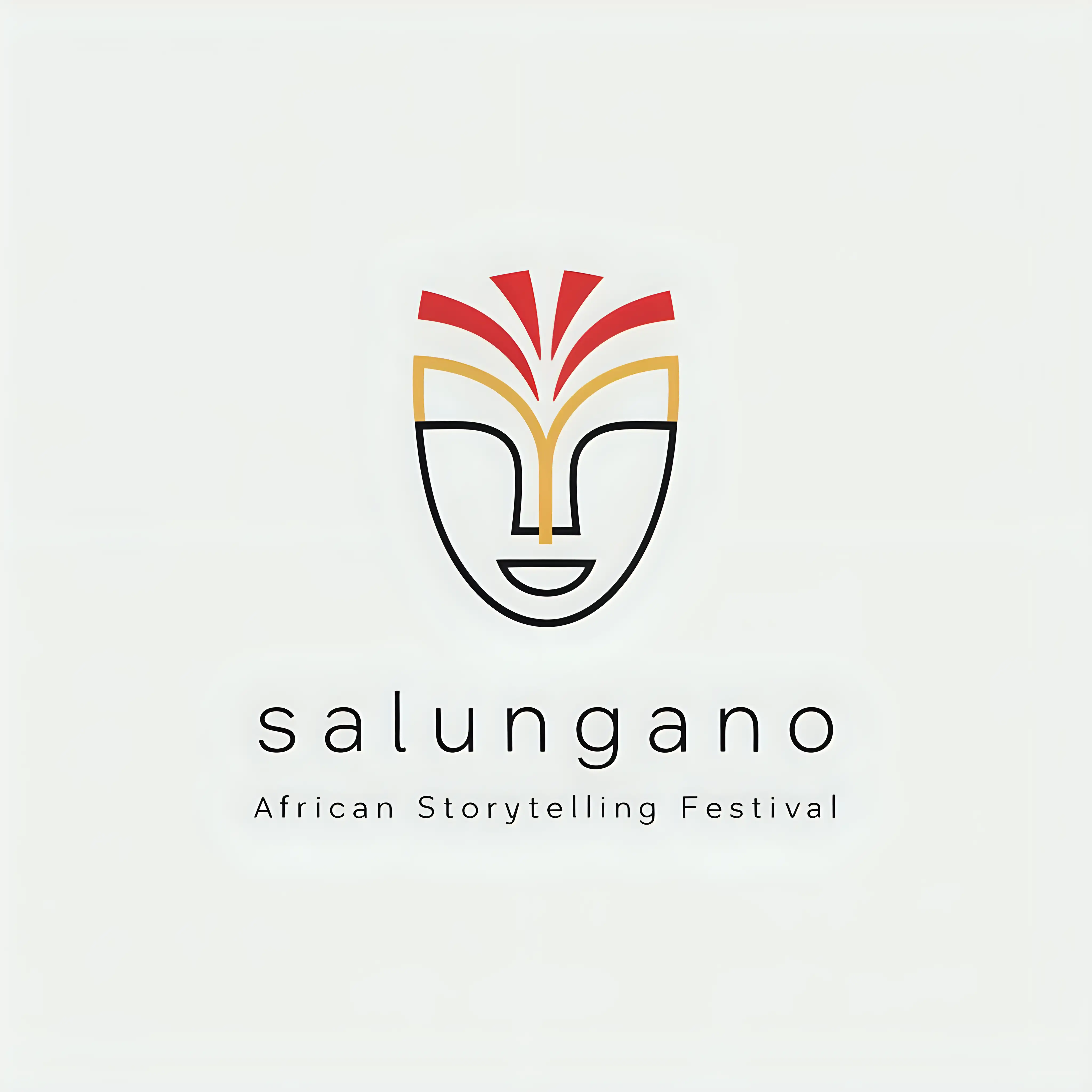 Minimalistic Colour Logo for SALUNGANO African Storytelling Festival on White Background