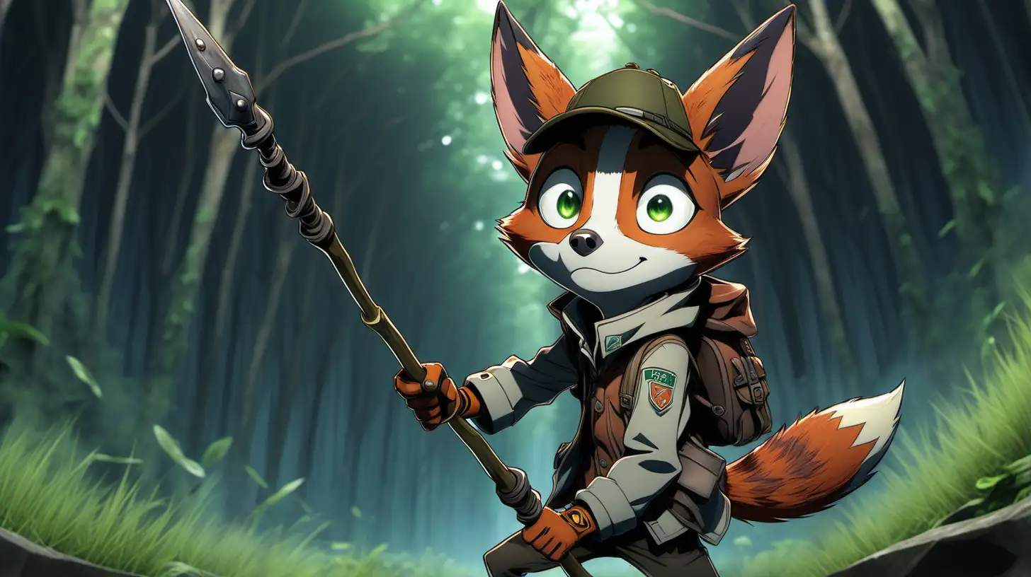 nick wilde, style of made in abyss, hunting with a spear