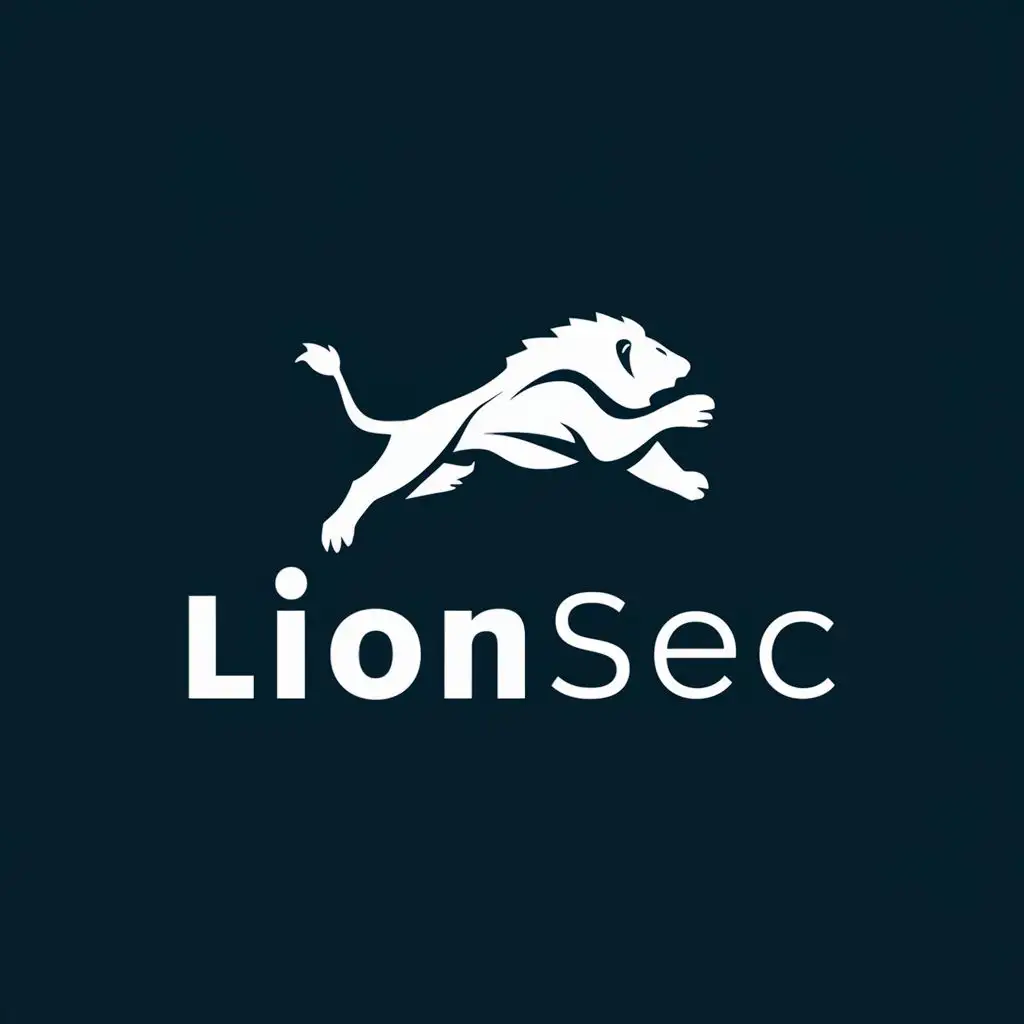 logo, Jumping Lion, with the text "LionSec", typography, be used in Technology industry