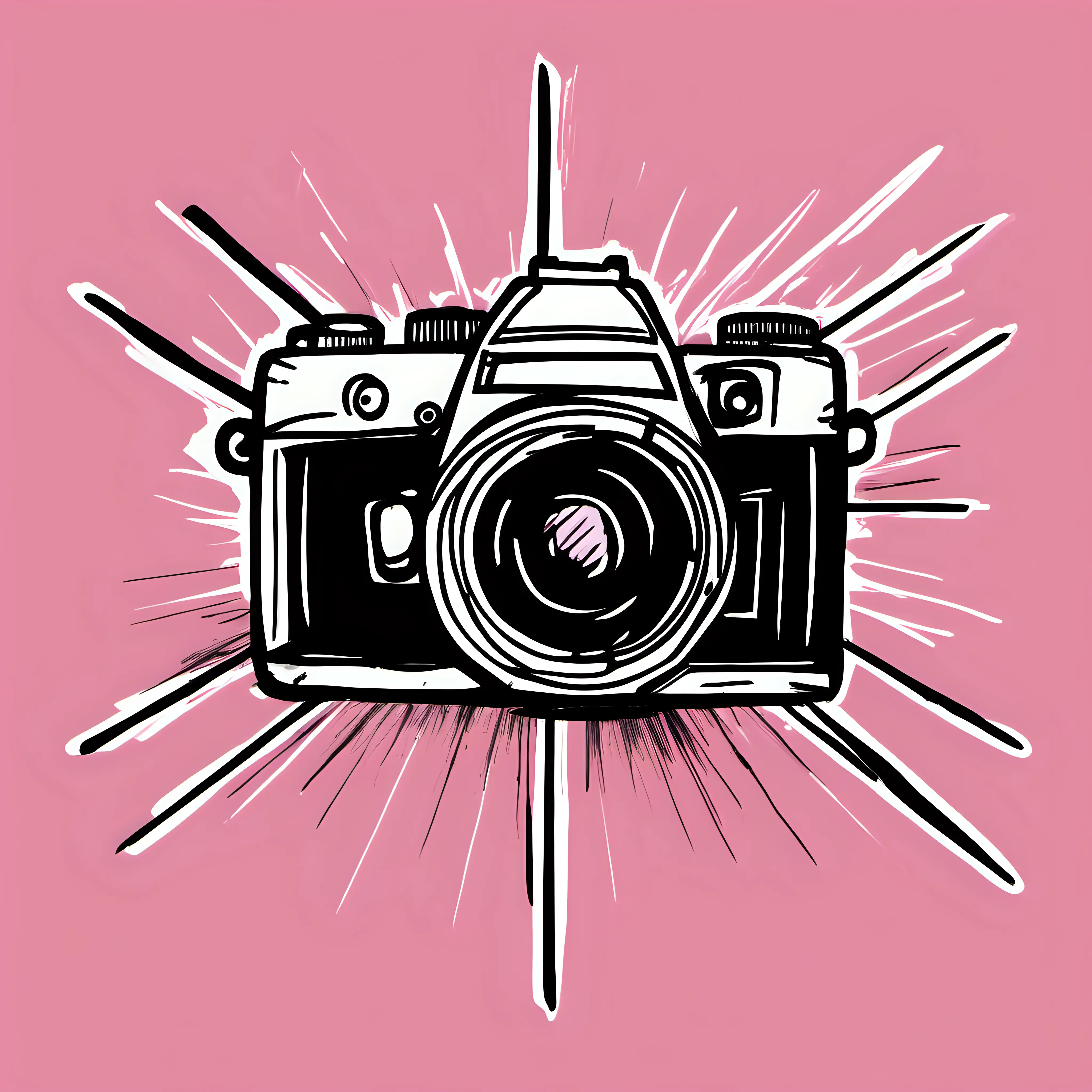 Abstract Sketched Camera on Pink Background