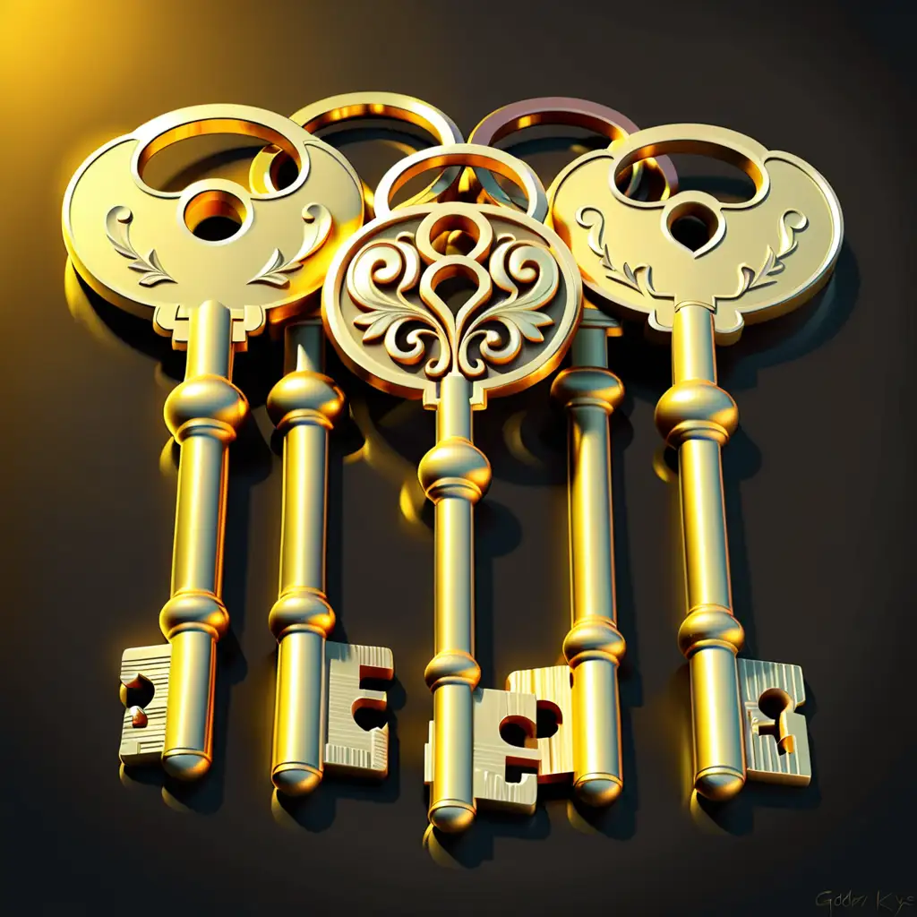 Shimmering Elegance Golden Keys Illuminated in Radiant Light