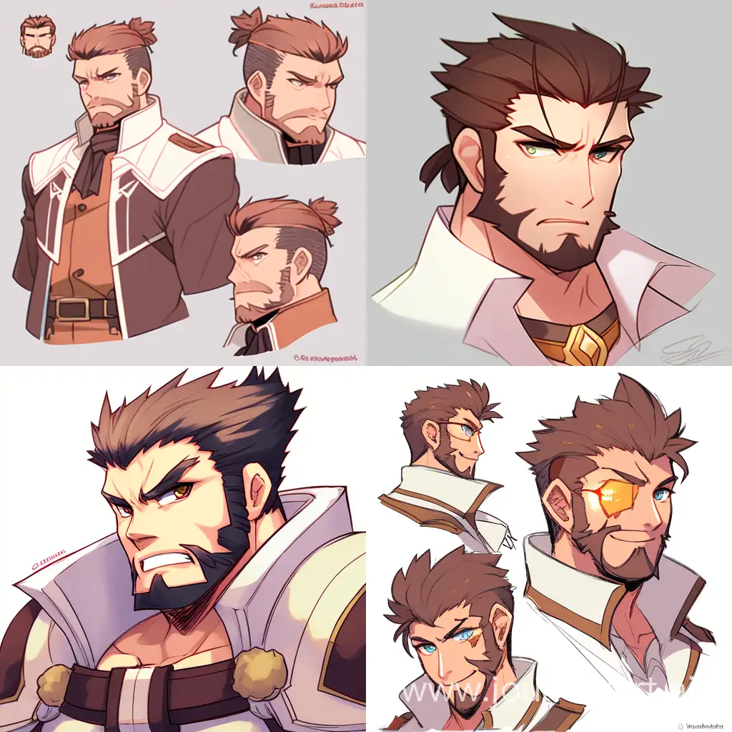 Cartoon-Character-in-Various-Poses-Medium-Height-Man-with-Short-Hair-and-Brown-Eyes