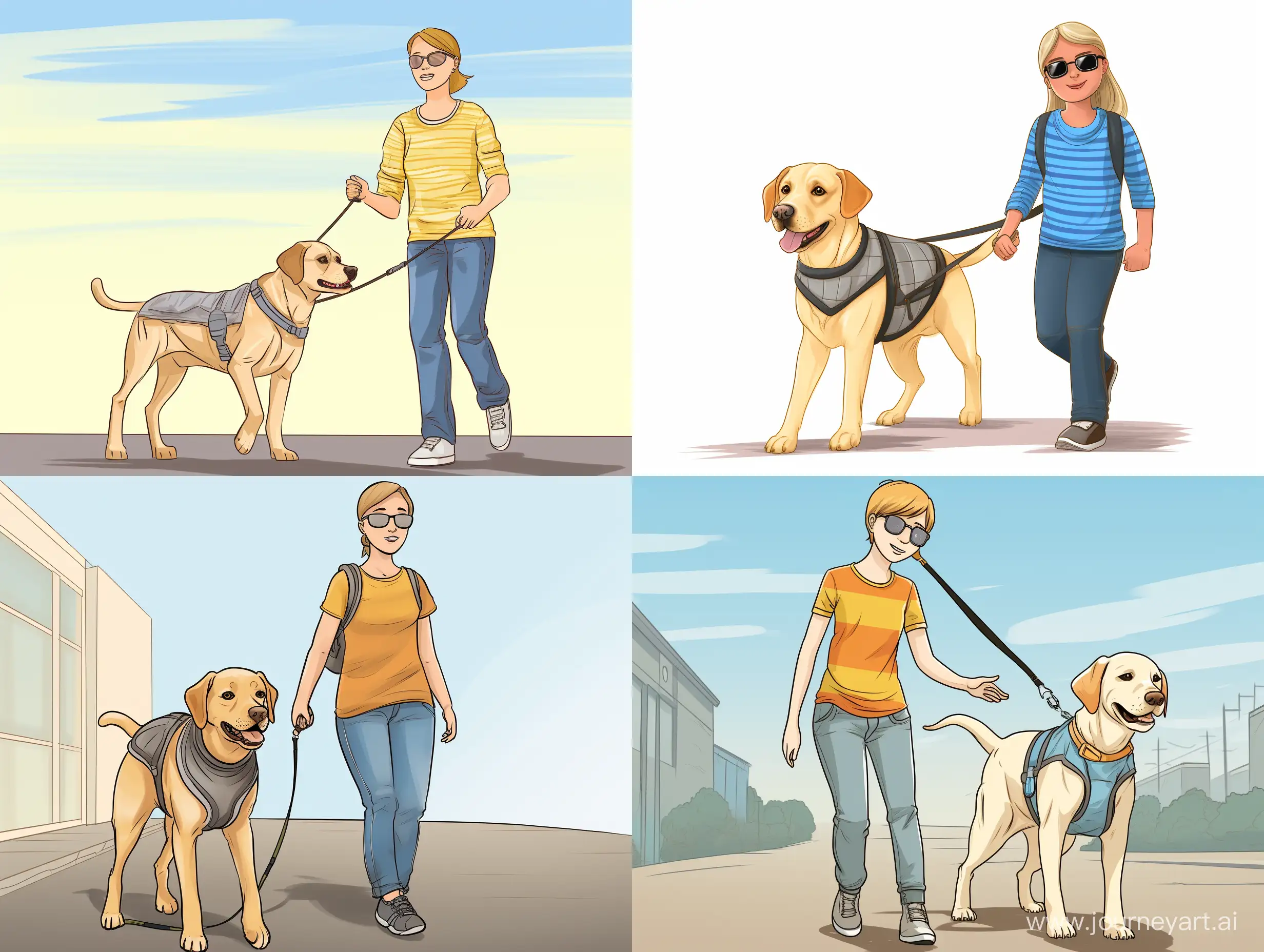 Visually-Impaired-Woman-Dressing-Guide-Dog-with-Harness