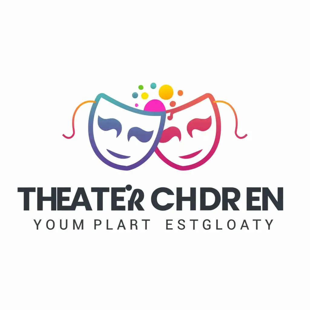 LOGO-Design-For-Theater-and-Children-Playful-Masks-in-Vibrant-Colors-on-Clear-Background