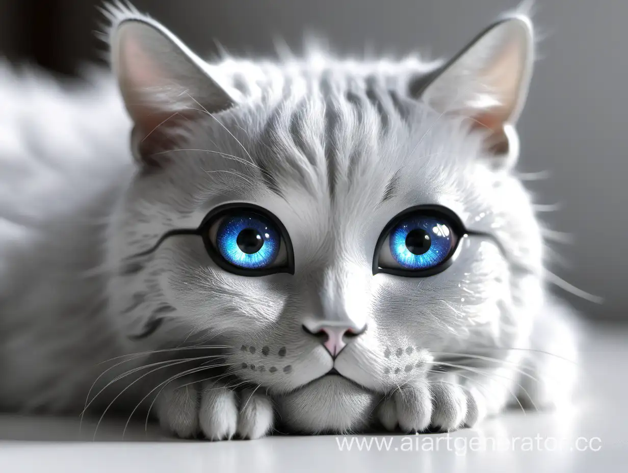 серебряный кот с глазами