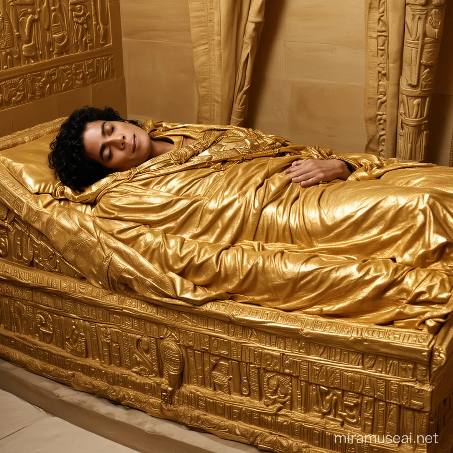Michael Jackson Sleeping in a Golden Egyptian Sarcophagus