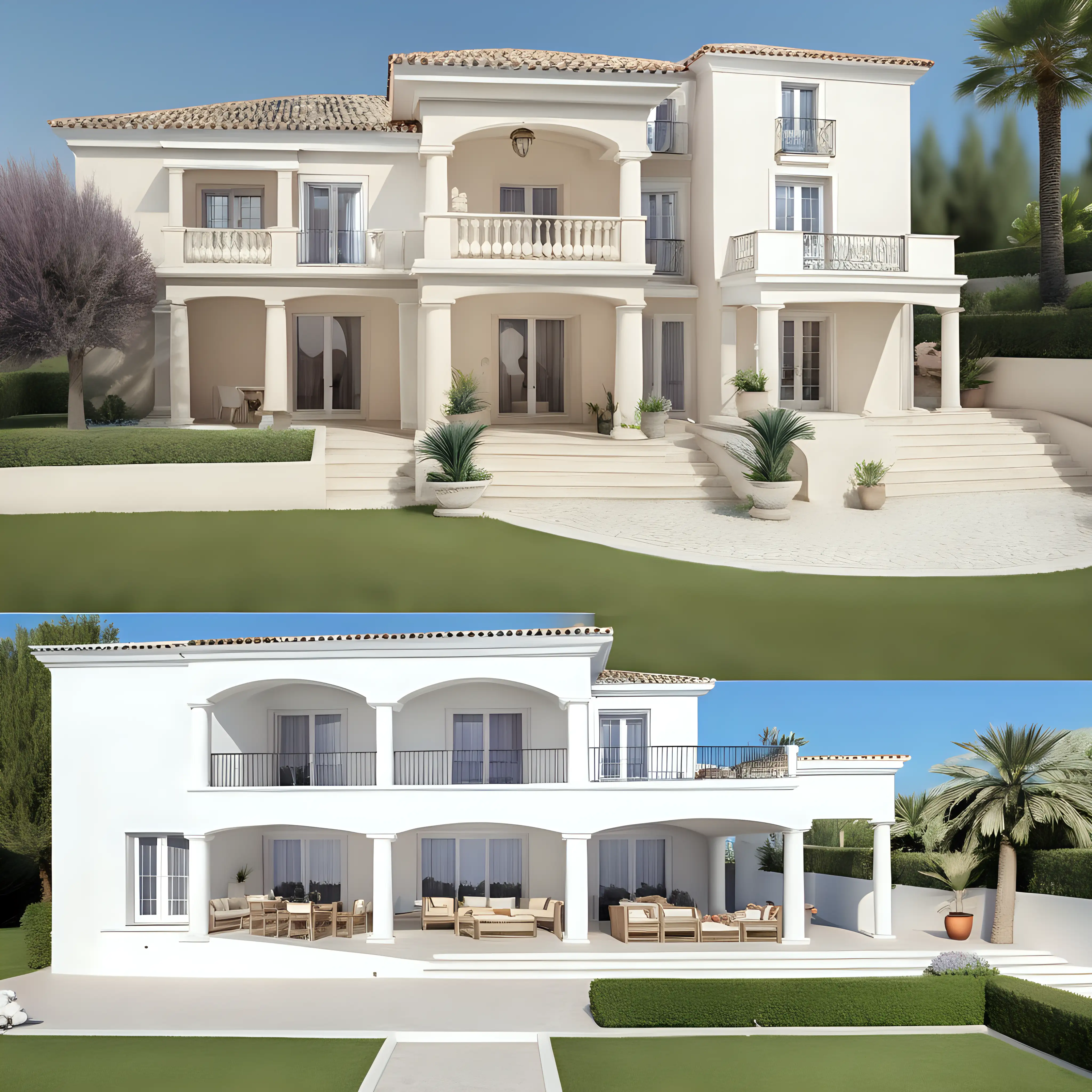 Mediterranean Villa Floor Plans TwoStory Greek Style with Separate Apartments