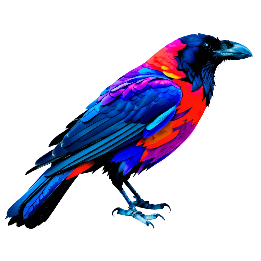 Vibrant-PNG-Image-Colorful-Raven-Illustration-for-Captivating-Visual-Content