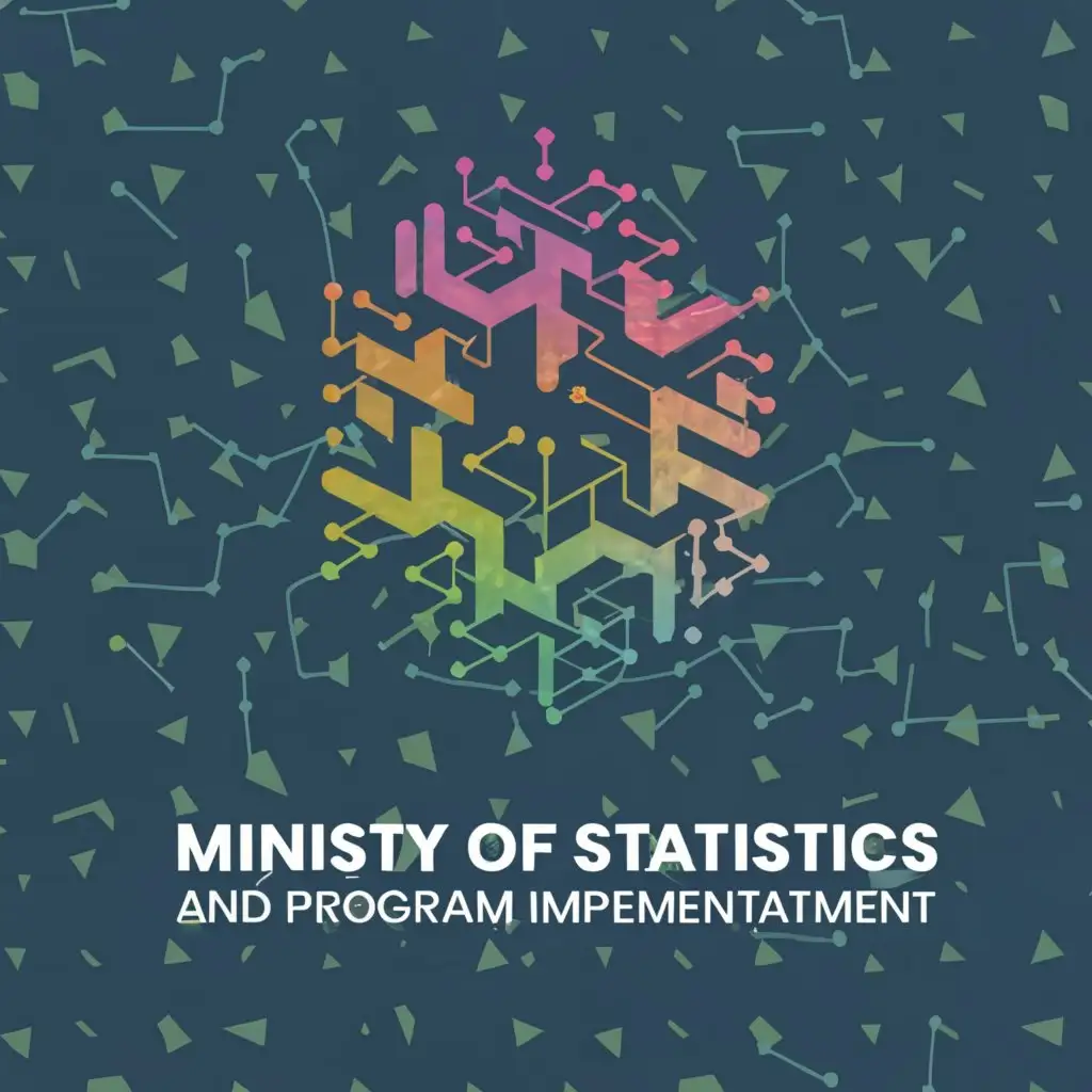 a logo design,with the text 'Ministry of statistics and program implementation', main symbol:Graph and statistics,complex,clear background