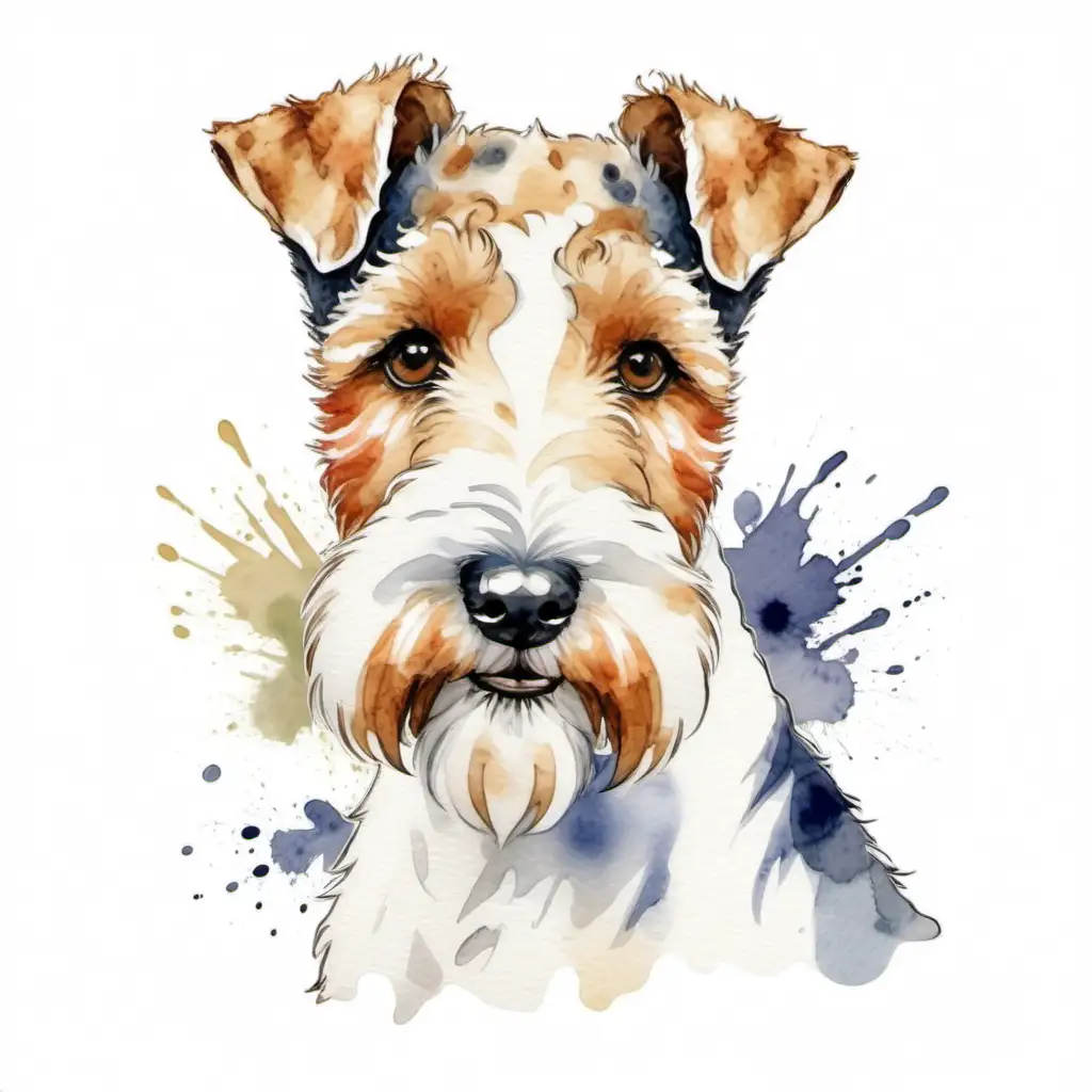Vibrant Watercolor Painting of a Wire Fox Terrier Dog