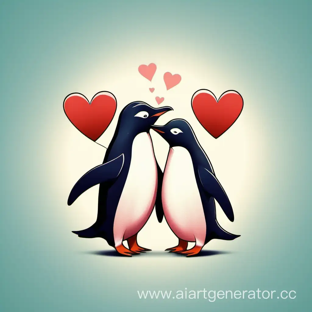 Affectionate-Penguins-Exchanging-Heart-Tokens-in-Love