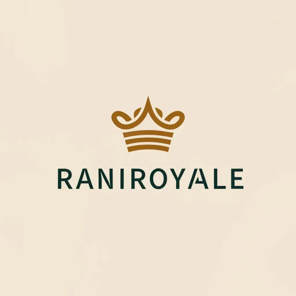 a logo design,with the text "RaniRoyale", main symbol:Where Elegance Reigns Supreme,Moderate,clear background