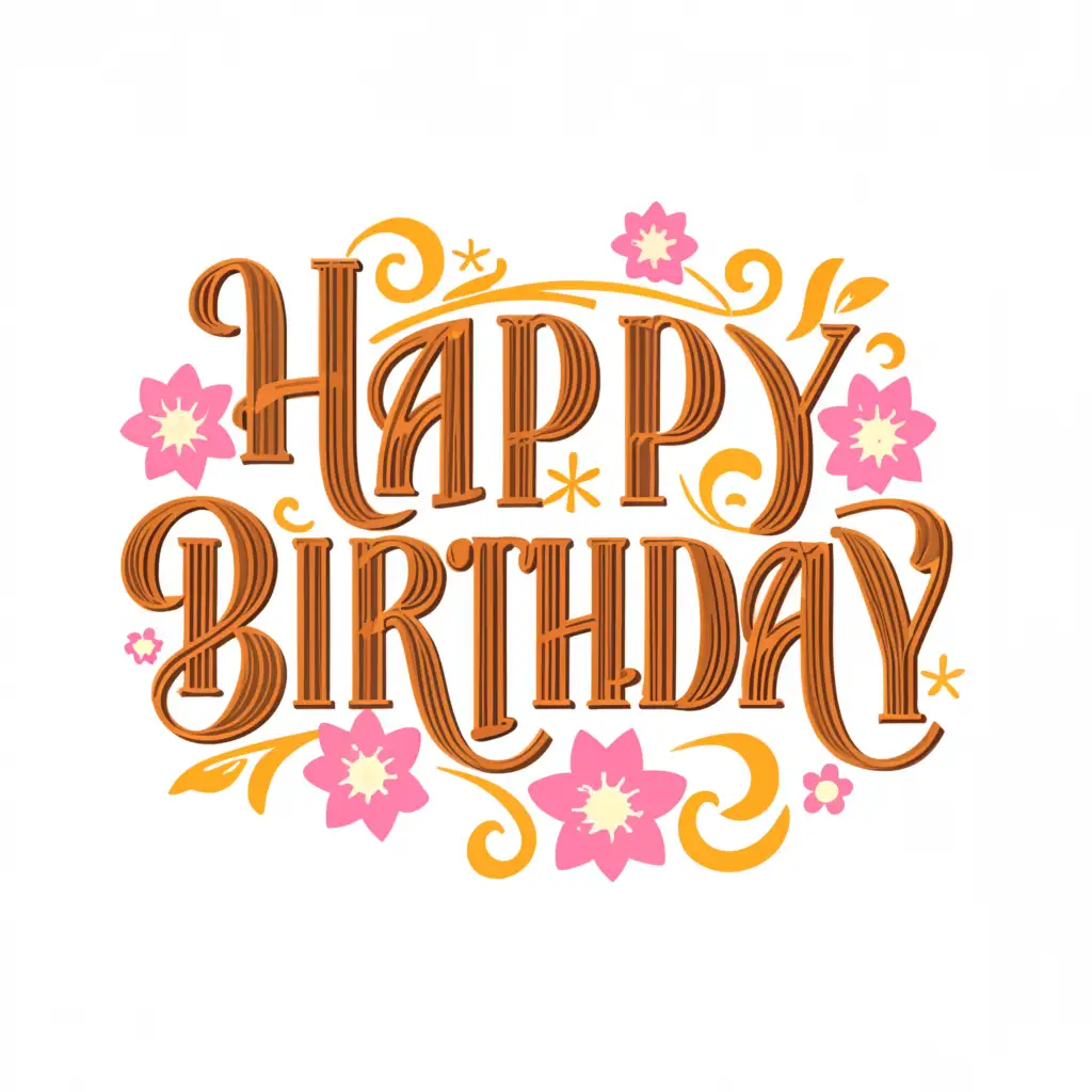 a logo design,with the text "HAPPY BIRTHDAY", main symbol:floral lettering style with bright colors,complex,be used in Restaurant industry,clear background