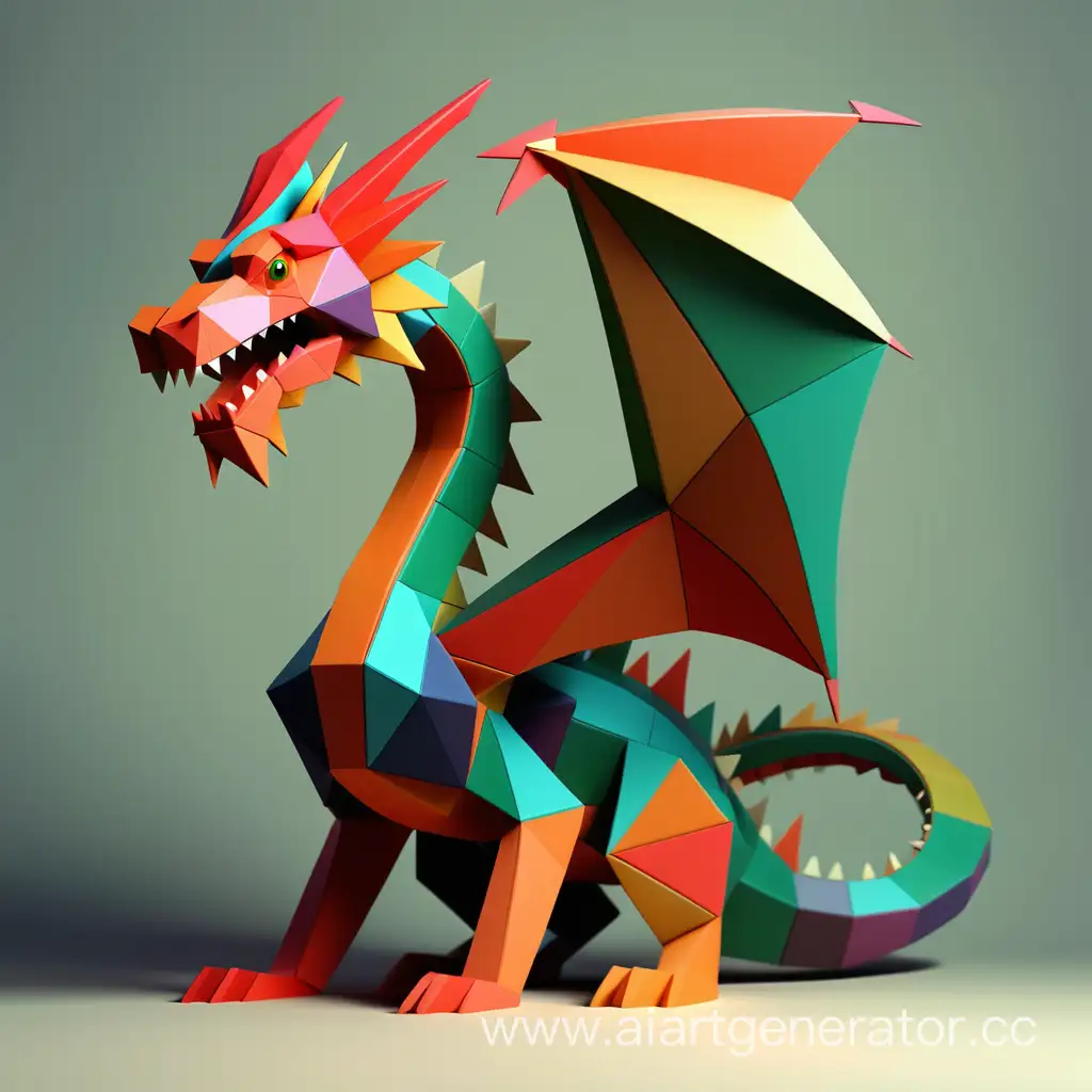 mathematical dragon made of geometric shapes