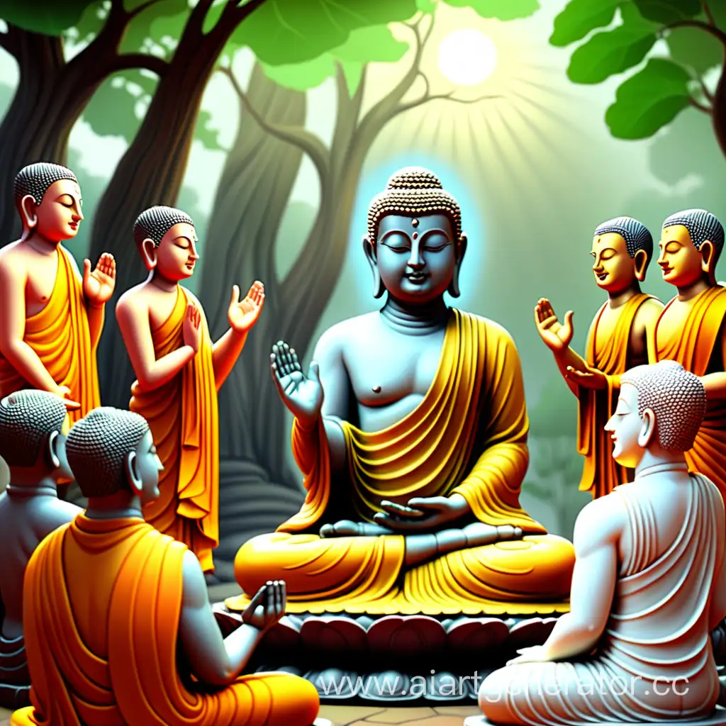 Photo of Gautam Buddha preaching to some disciples