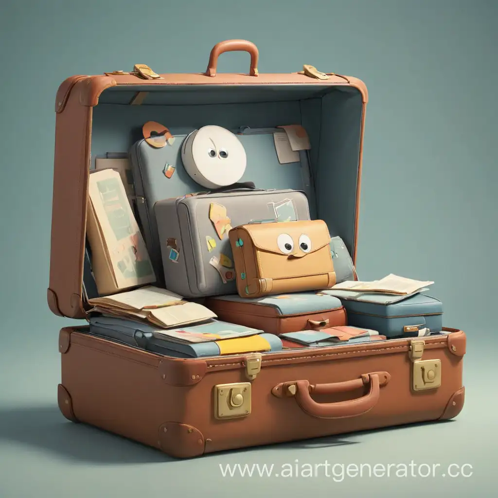 Whimsical-Open-Suitcase-Cartoon-Illustration