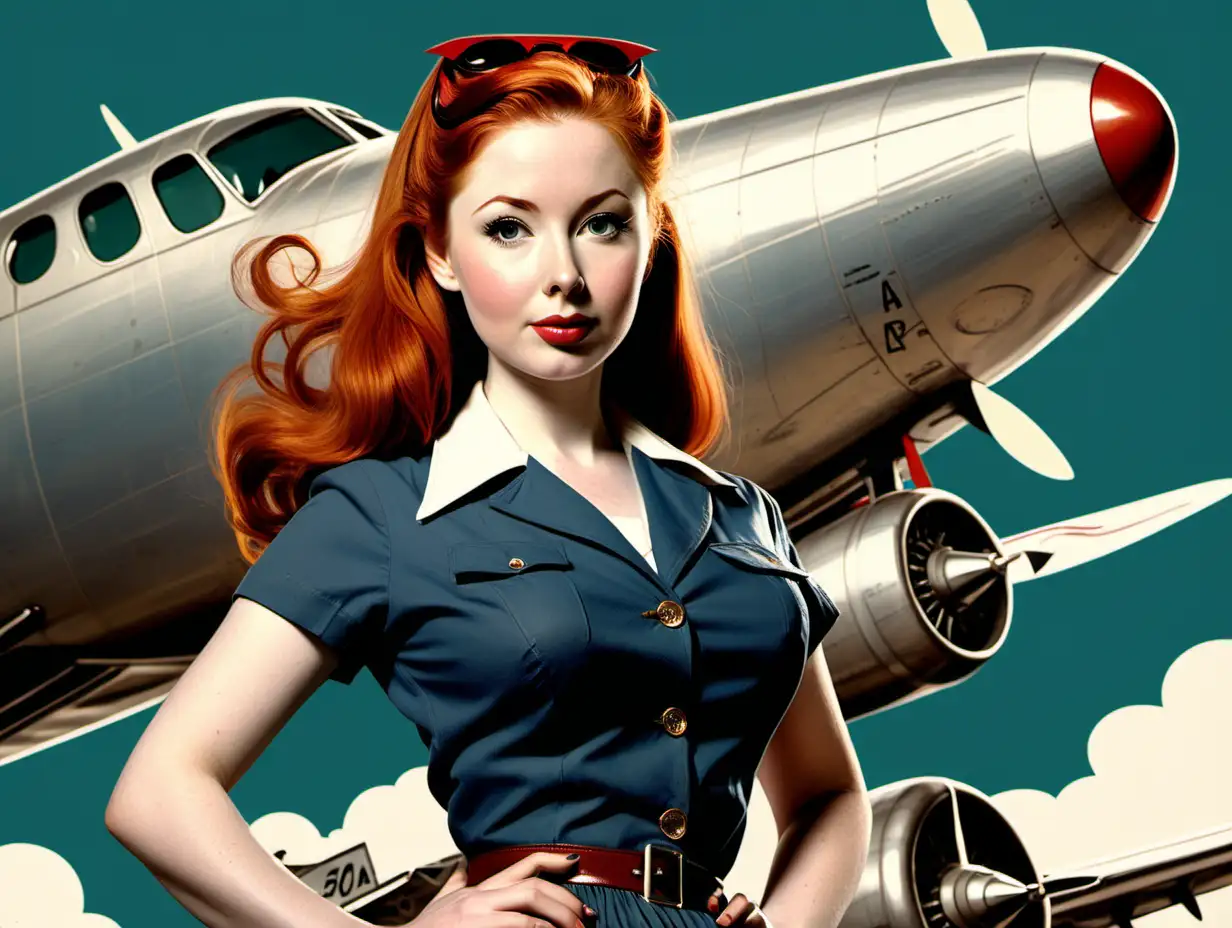 Retro Airplane Pinup Art Featuring Amy Pond