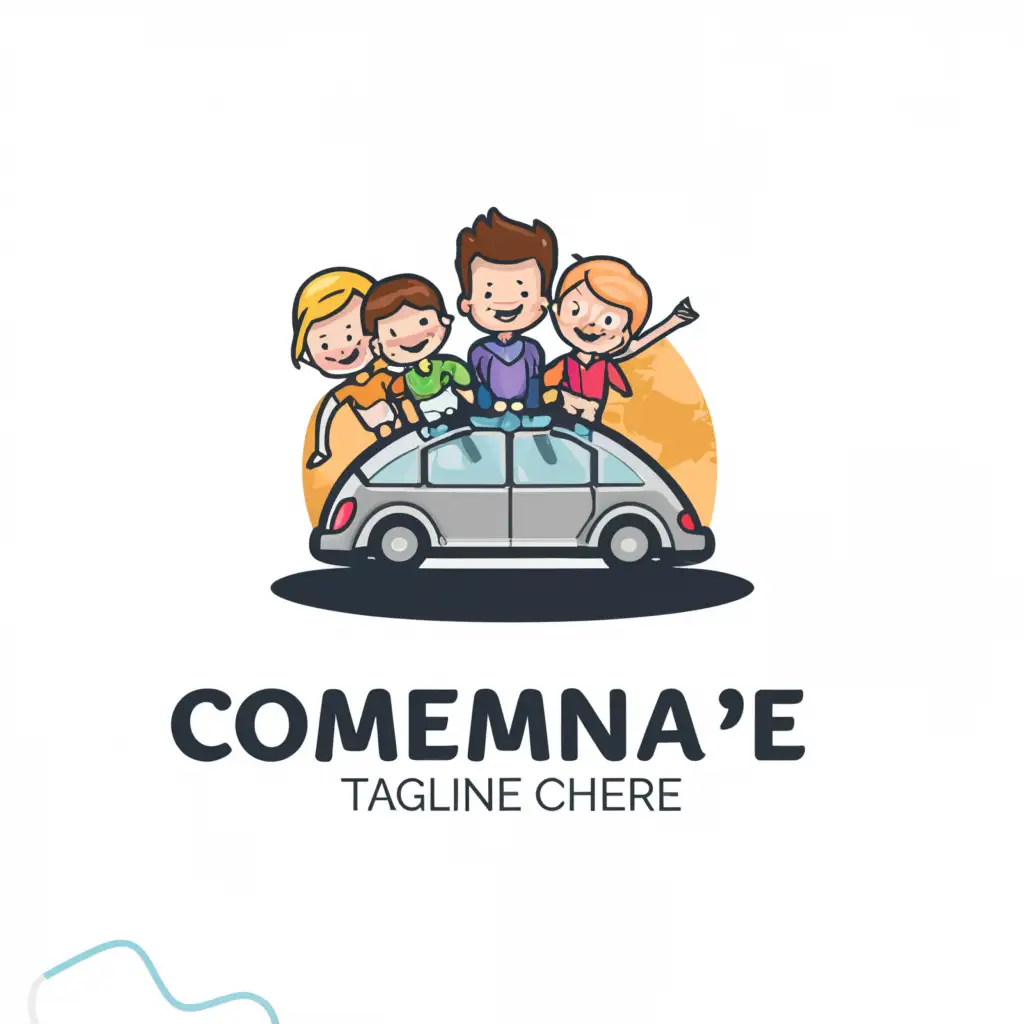 a logo design,with the text "Babies on the way", main symbol:family with two small children in a car map of the world and compass,Moderate,be used in Travel industry,clear background