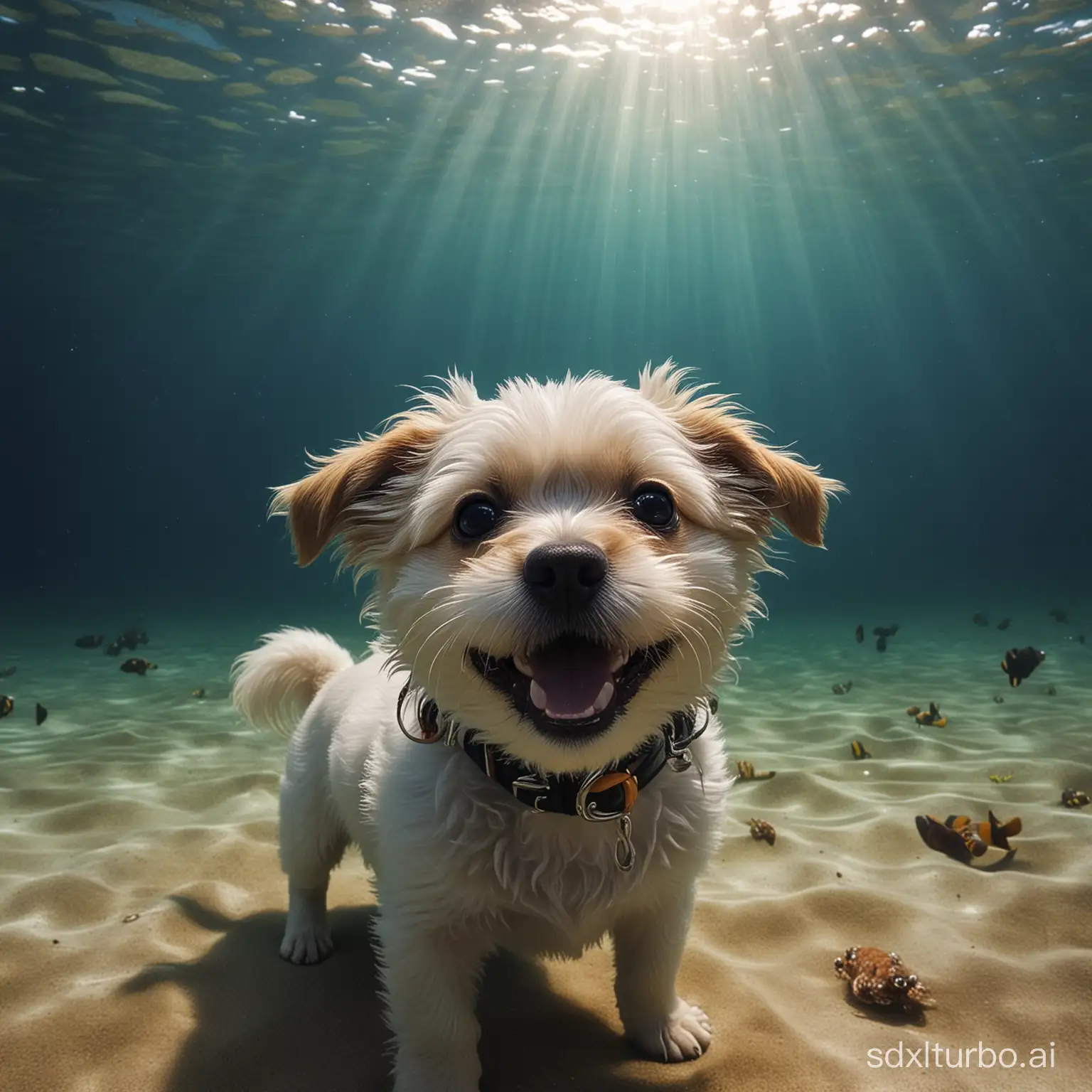 deep sea，Happy little dog