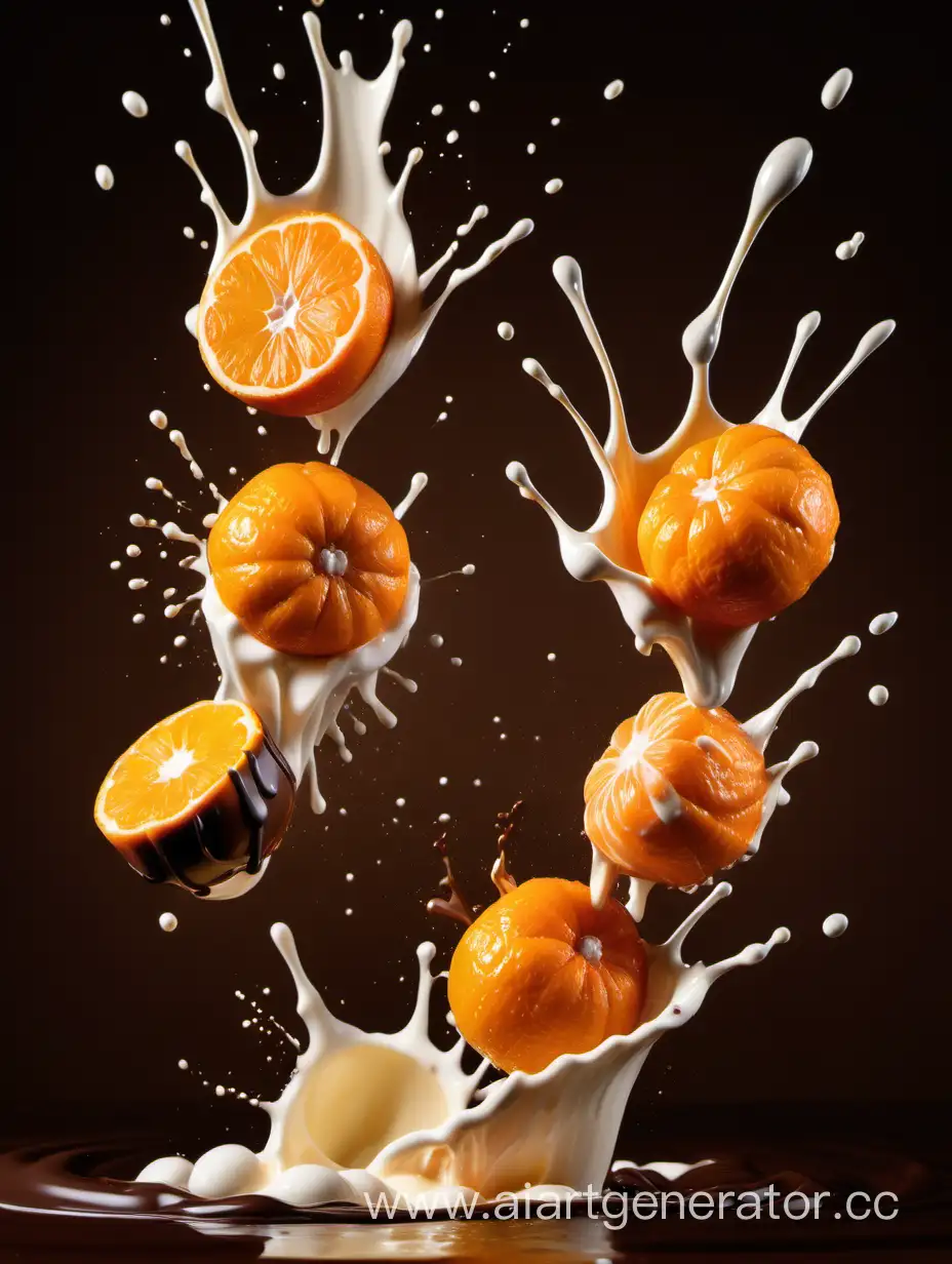 Dynamic-Mandarin-Collisions-with-Chocolate-and-Milk-Splashes