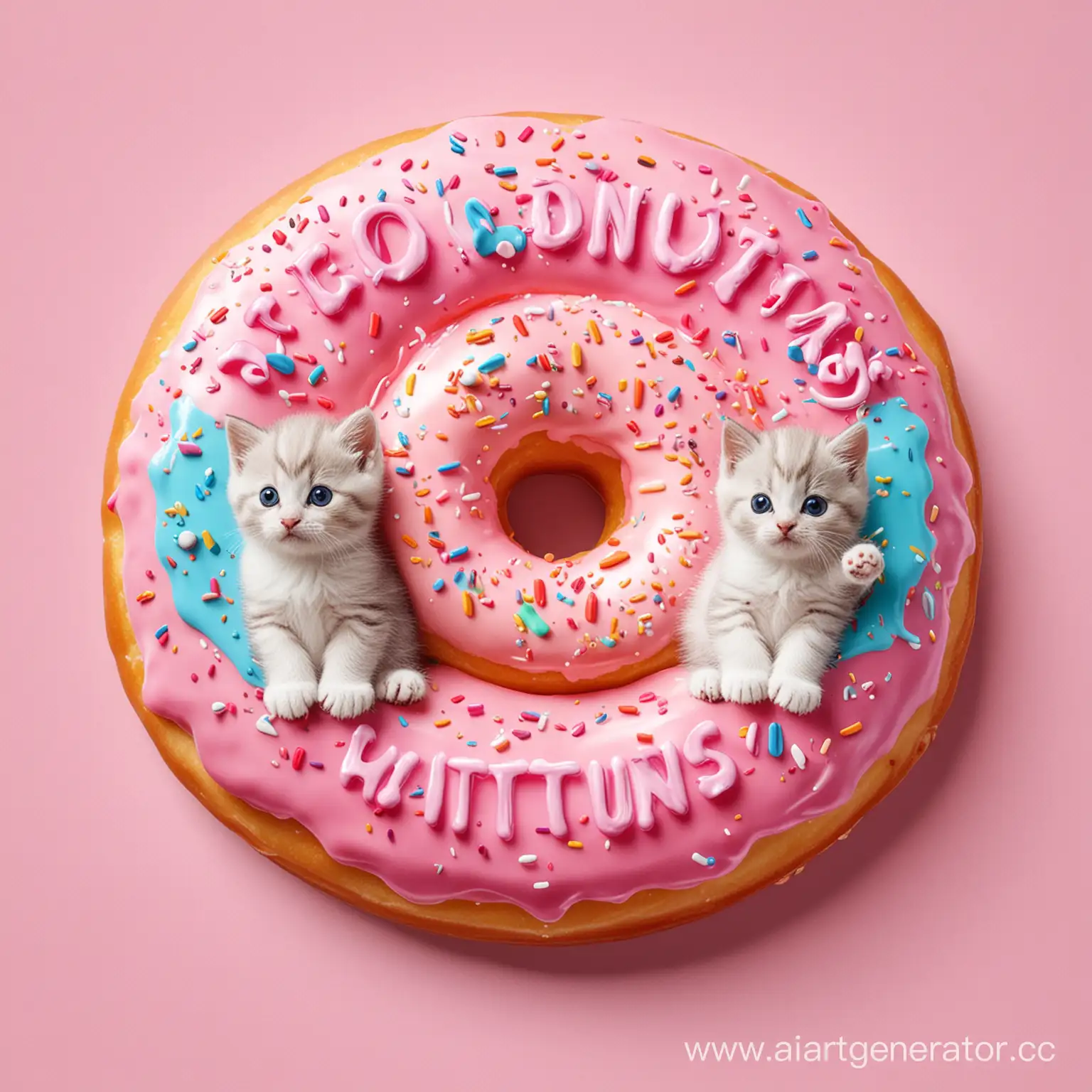 Cute-Kittens-Surround-a-Playful-Donut-Logo