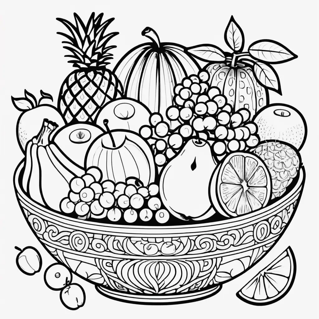 Coloring Book Fruit Bowl