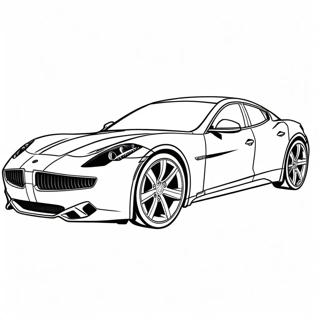 Fisker car coloring page, white and black lines.