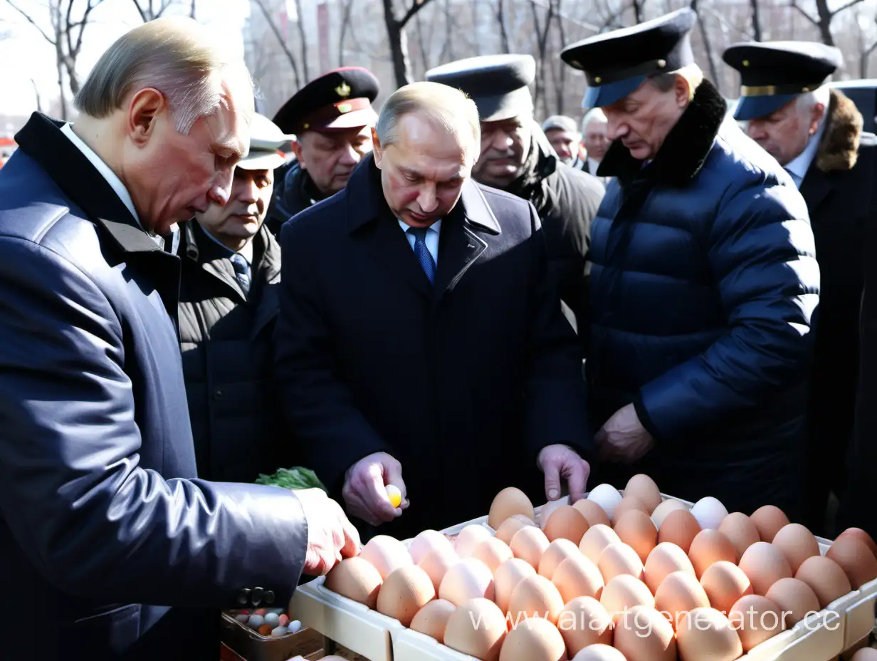 Президен Владимир Владимирович торгует яйцами на рынке